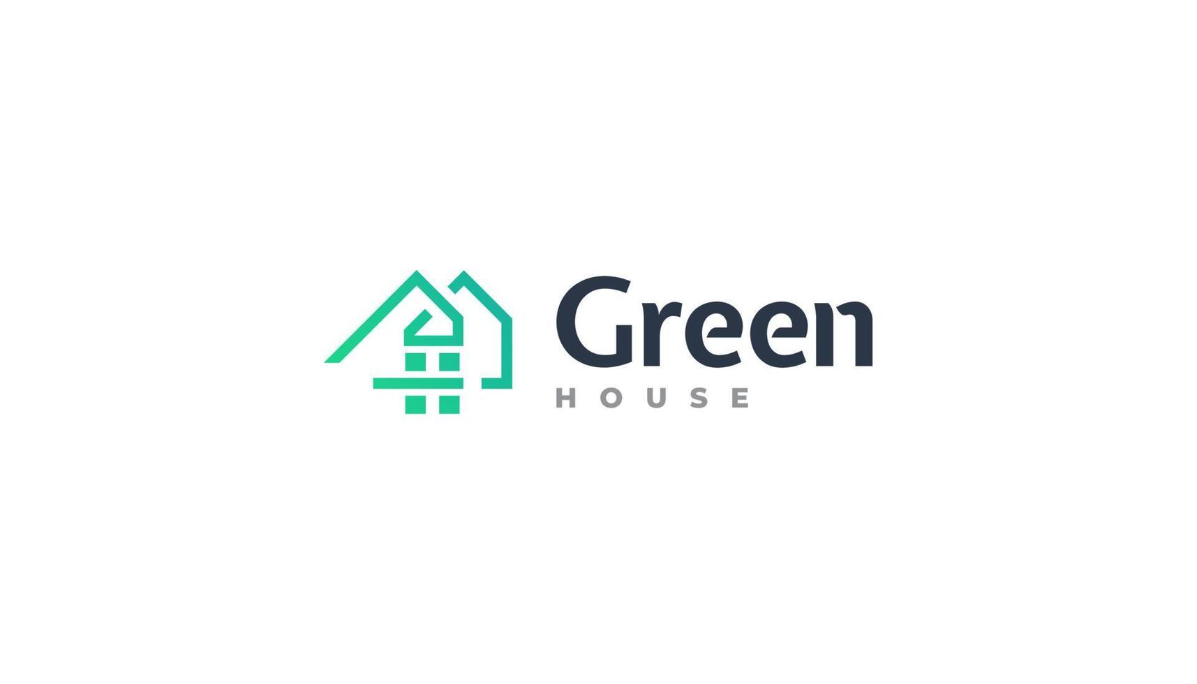 einfach und minimalistisch Grün Haus Logo mit linear Konzept. geeignet zum echt Anwesen, Konstruktion, die Architektur und Gebäude Industrie Logo vektor