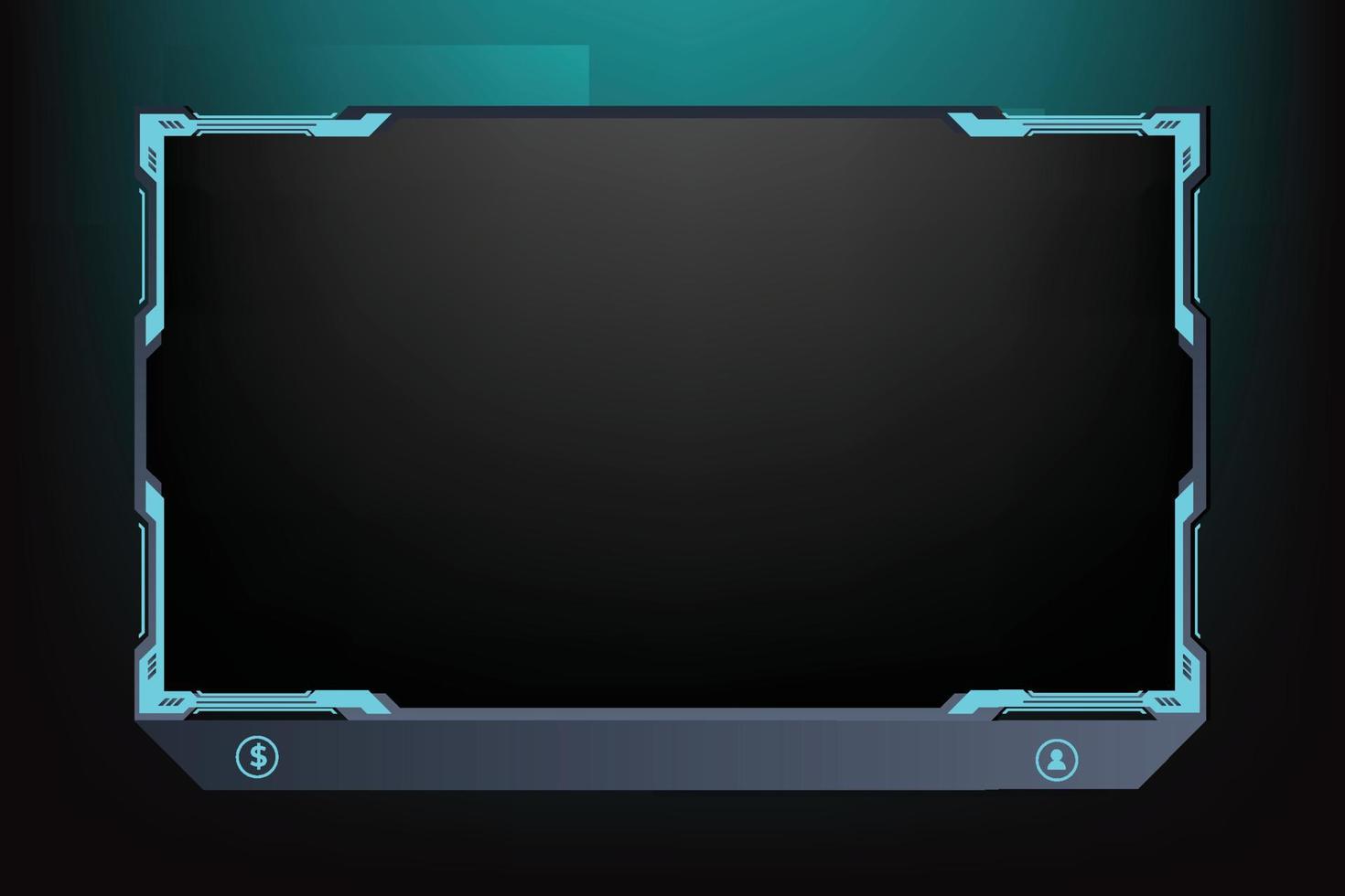 uppkopplad sändningar skärm panel dekoration med skinande blå Färg. leva strömning täcka över design för spelare. leva gaming täcka över och skärm gränssnitt design vektor med abstrakt former.