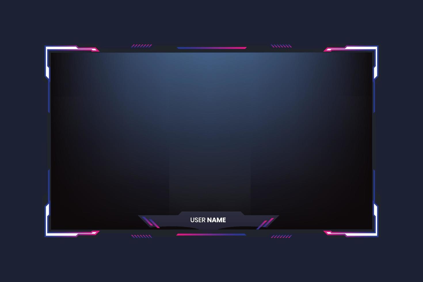 futuristisch Spielen Rahmen Rand Design mit online und offline Bildschirme. modern Spielen Overlay Layout Vektor zum Streamer. Leben Streaming Overlay Vorlage Design mit einfach Formen und Tasten.