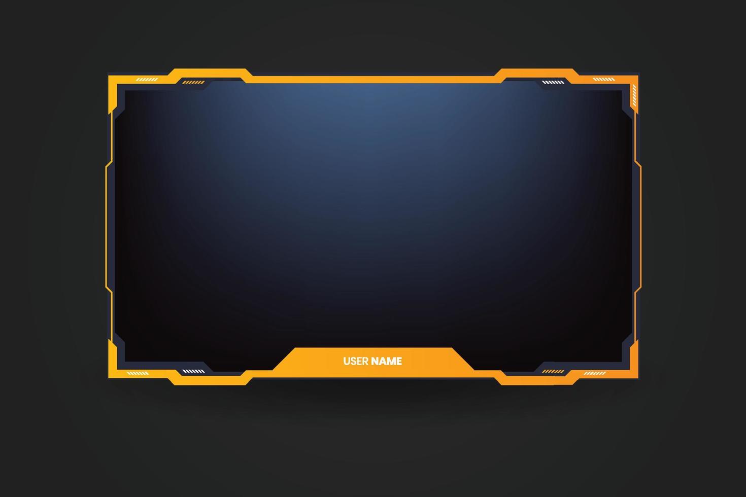 einfache Overlay-Dekoration mit gelben Farbrändern und Knöpfen. Online-Gamer-Bildschirmschnittstellendesign auf dunklem Hintergrund. Offline- und Online-Bildschirmsammlung für Live-Streamer. vektor