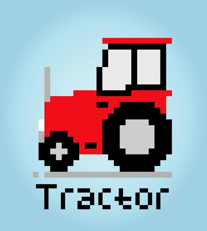 8-Bit-Pixeltraktor. Bauernhofautoobjekt für Spielanlagen in der Vektorillustration. vektor