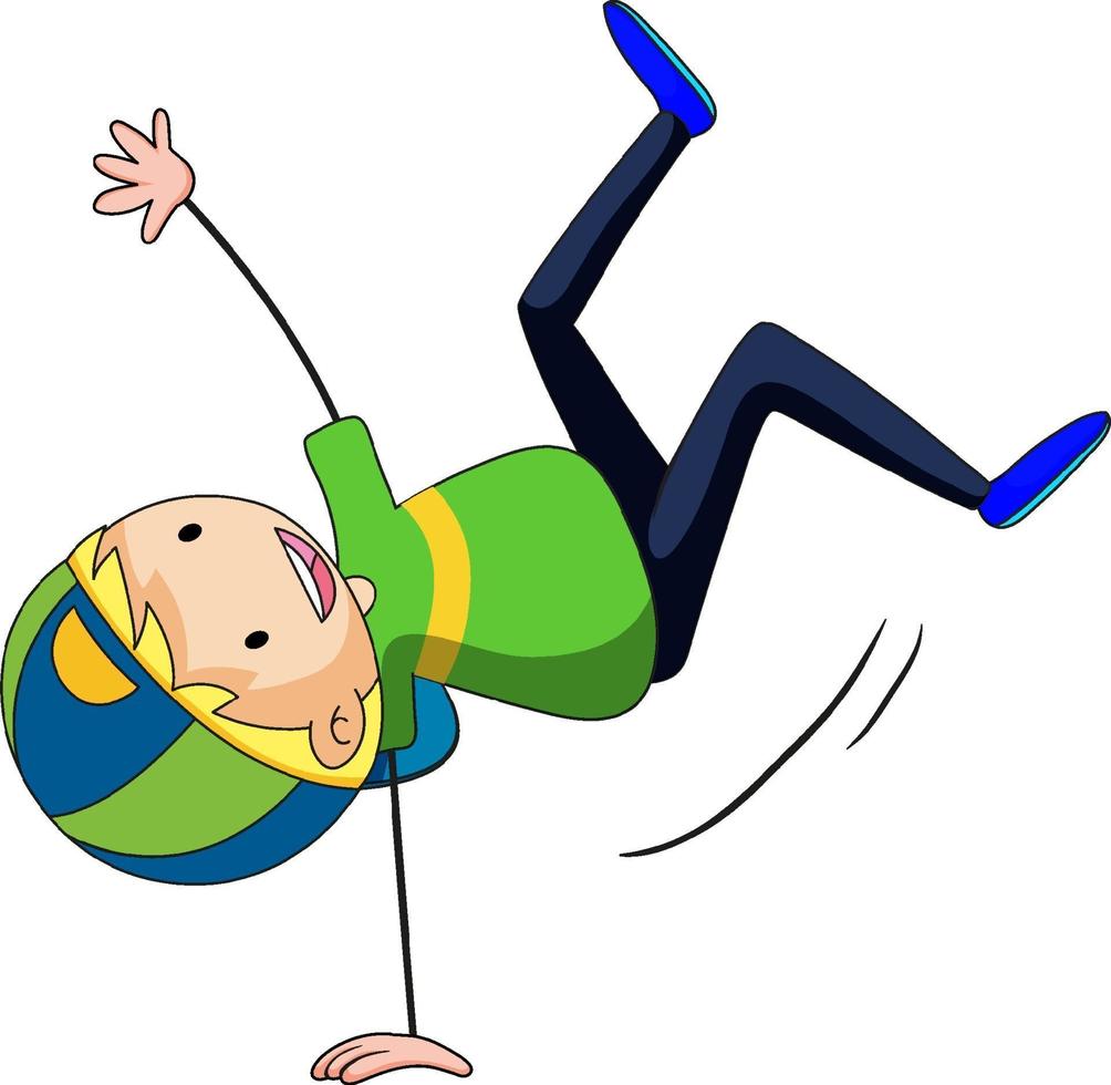 glücklicher Junge genießen tanzende Gekritzel-Zeichentrickfigur vektor