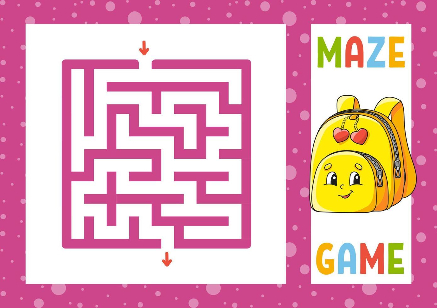 quadratisches Labyrinth. Spiel für Kinder. Puzzle für Kinder. fröhlicher Charakter. Labyrinth Rätsel. den richtigen Weg finden. Vektor-Illustration. vektor