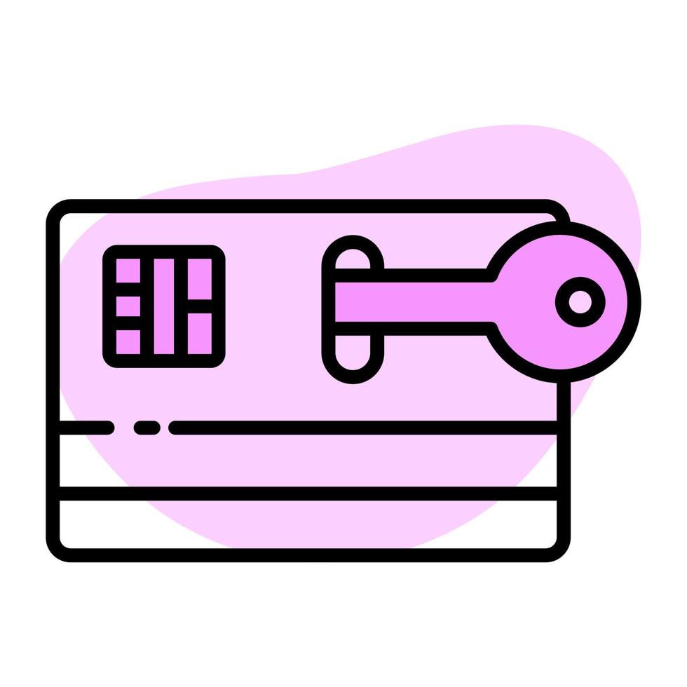 Schlüssel mit Geldautomat Karte, Vektor Design von Karte Sicherheit im modern Stil