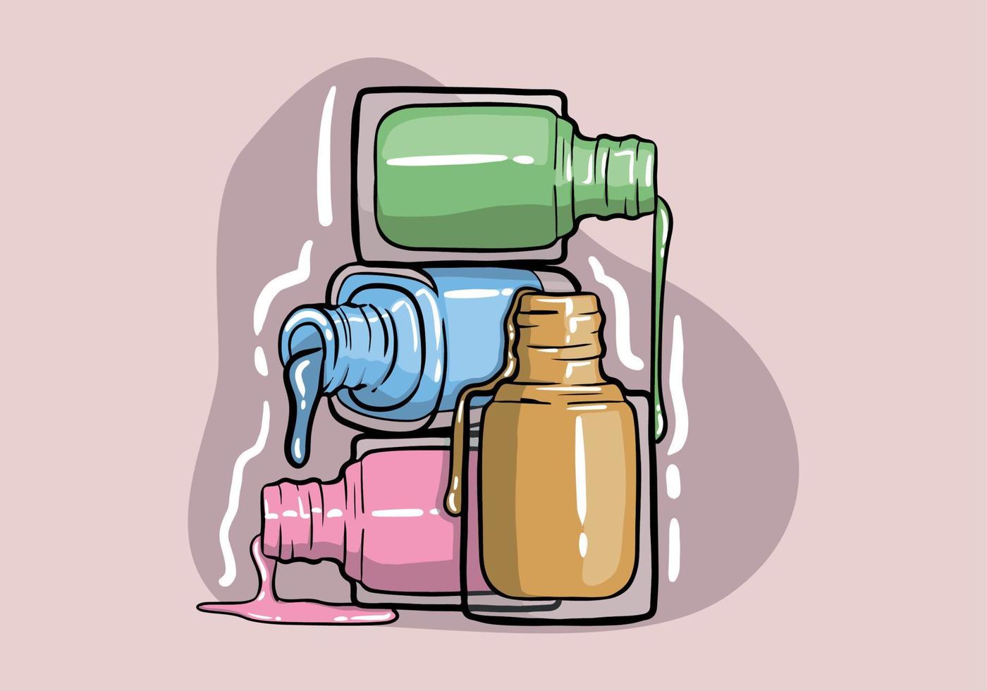 bunt Nagel Polieren Flasche Banner Design. Lager Vektor Nagel Lack einstellen Illustration. zum Nagel Bar, Schönheit Salon, Maniküre, Aufkleber und Sozial Medien