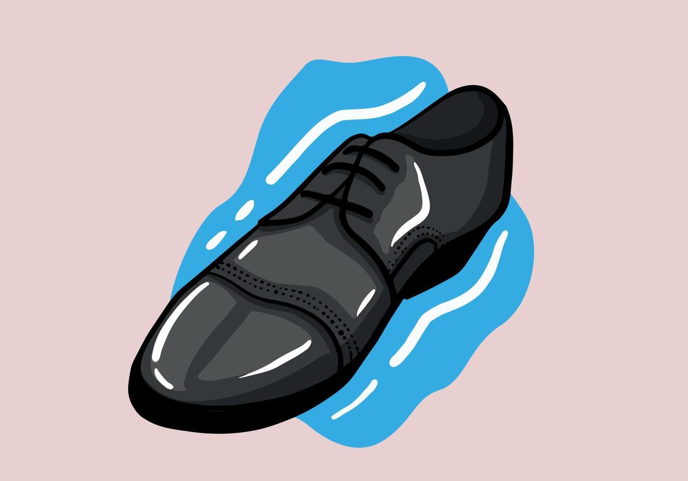 schwarz Herren glänzend Patent Leder Schuh. Vektor Hand gezeichnet Illustration von ein isoliert Hintergrund.