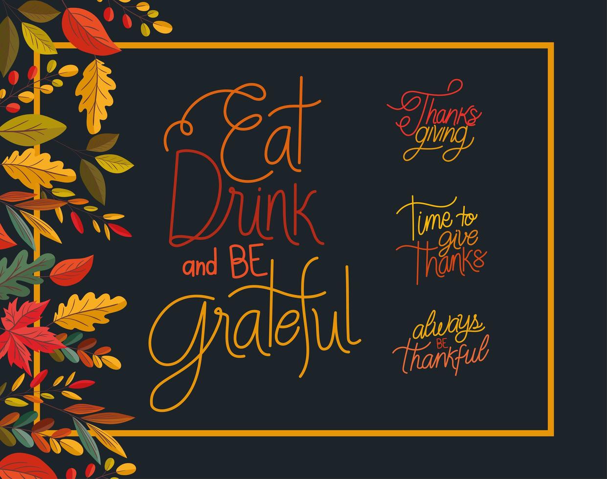 Happy Thanksgiving Schriftzug Set vektor