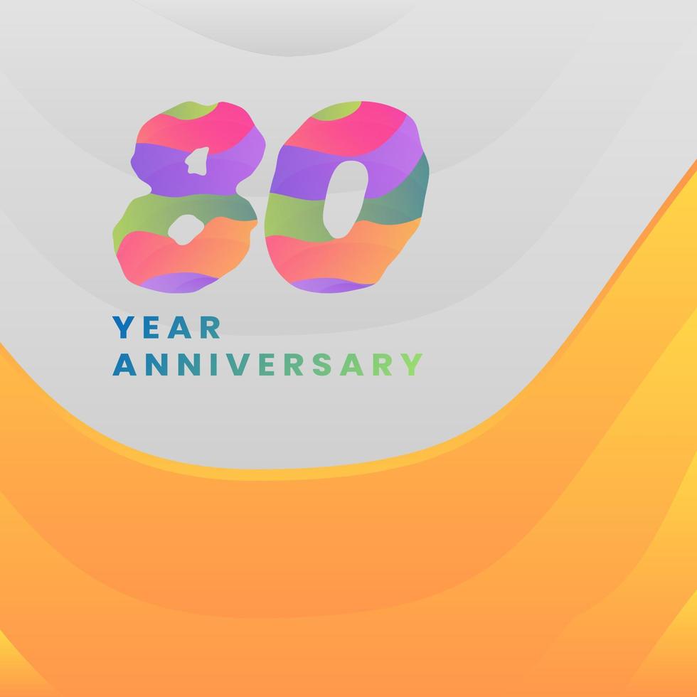 80 år årsdag med abstrakt logotyp firande på vit och gul bakgrund. vektor