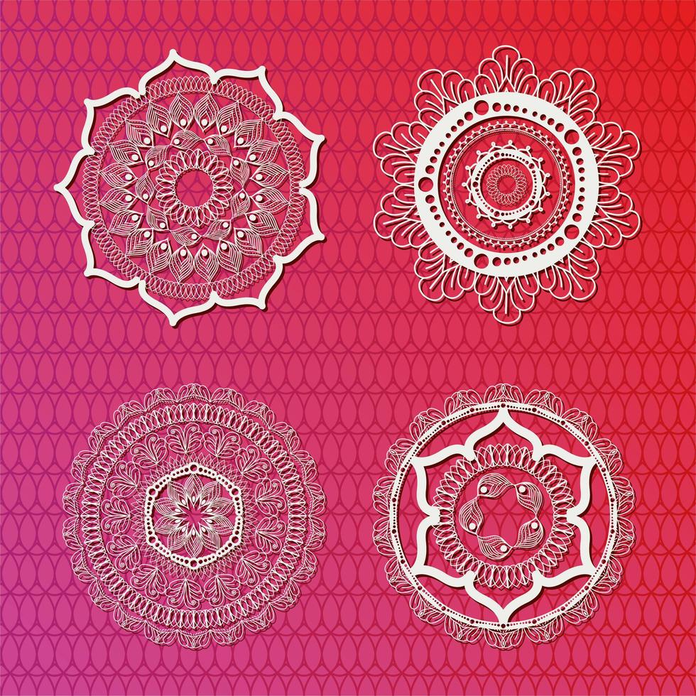 weißes Mandala-Set vektor