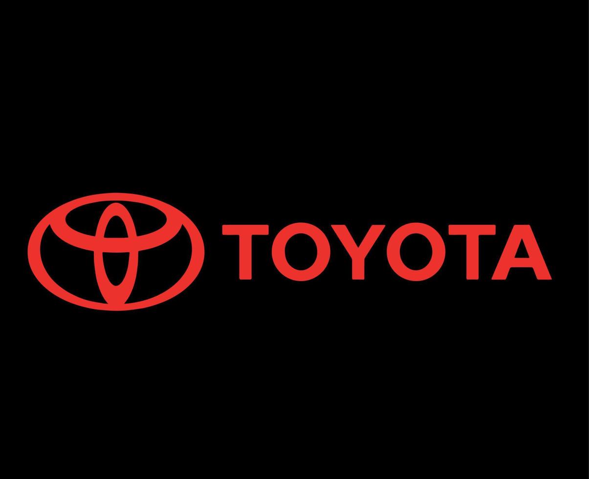 Toyota Logo Marke Auto Symbol mit Name rot Design Japan Automobil Vektor Illustration mit schwarz Hintergrund