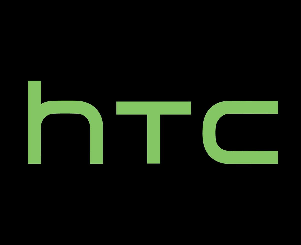 htc varumärke logotyp telefon symbol namn grön design taiwan mobil vektor illustration med svart bakgrund