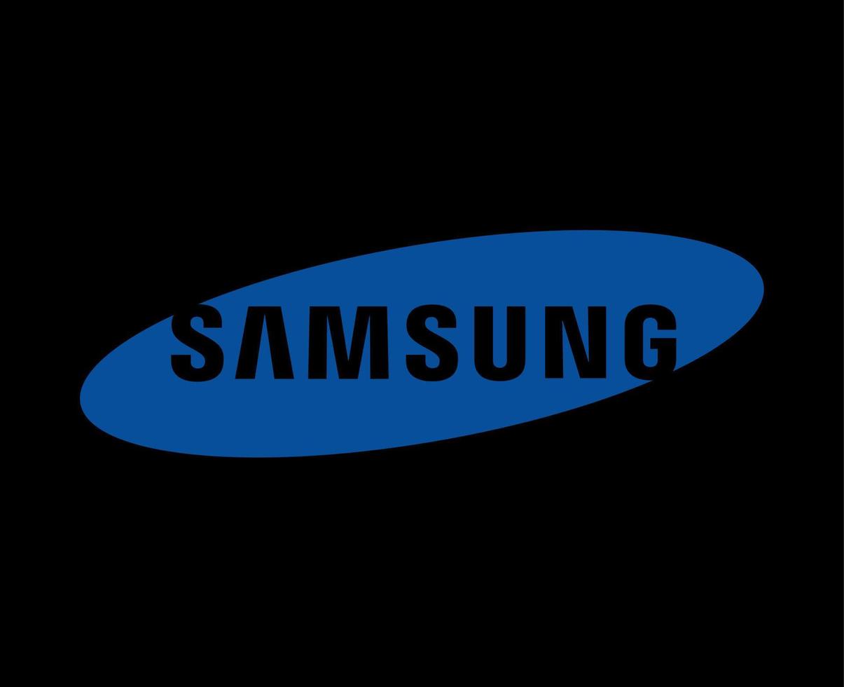 samsung varumärke logotyp telefon symbol blå design söder koreanska mobil vektor illustration med svart bakgrund
