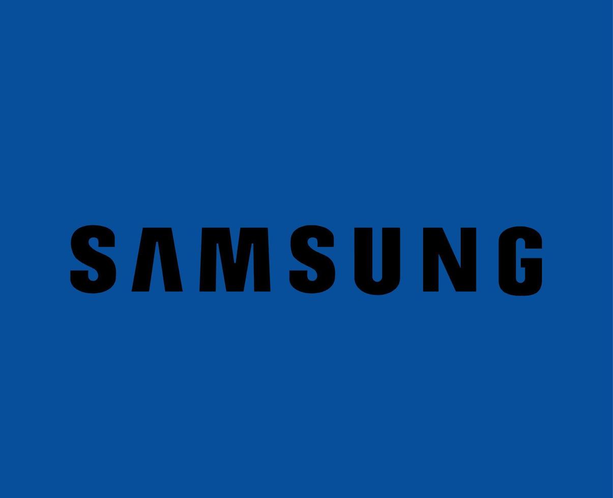 Samsung Marke Logo Telefon Symbol Name schwarz Design Süd Koreanisch Handy, Mobiltelefon Vektor Illustration mit Blau Hintergrund