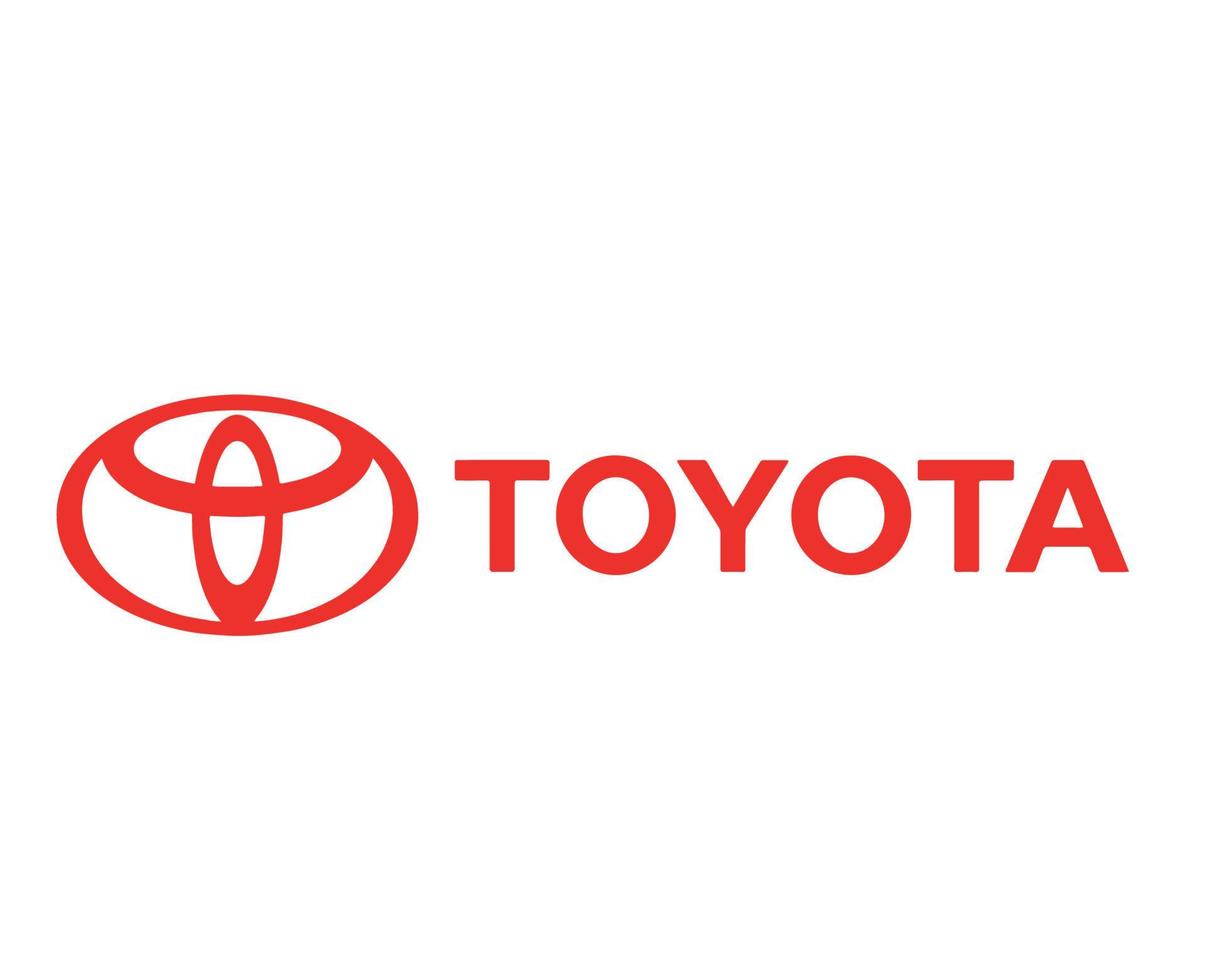 Toyota logotyp varumärke bil symbol med namn röd design japan bil vektor illustration
