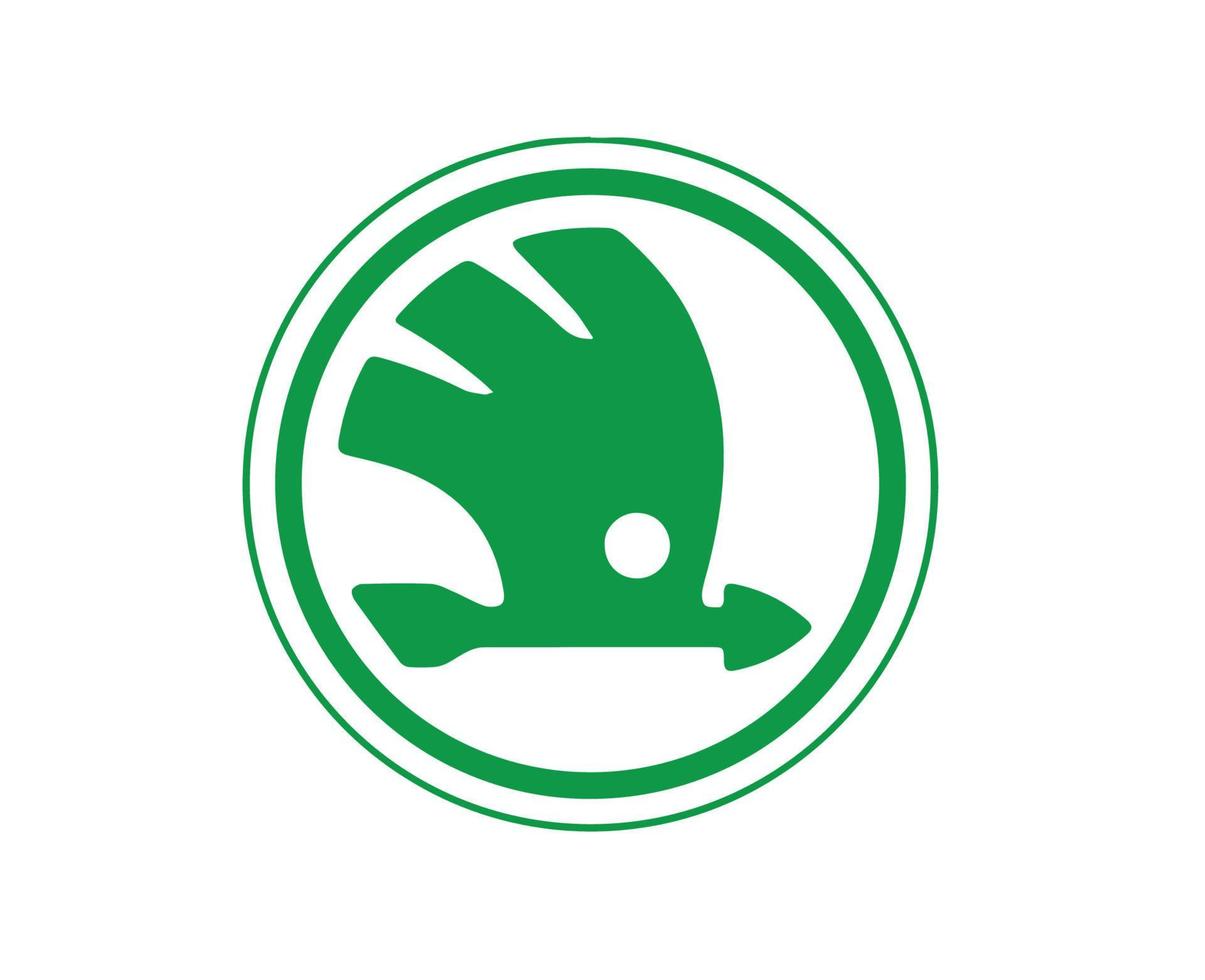 skoda varumärke logotyp bil symbol grön design tjeck bil vektor illustration