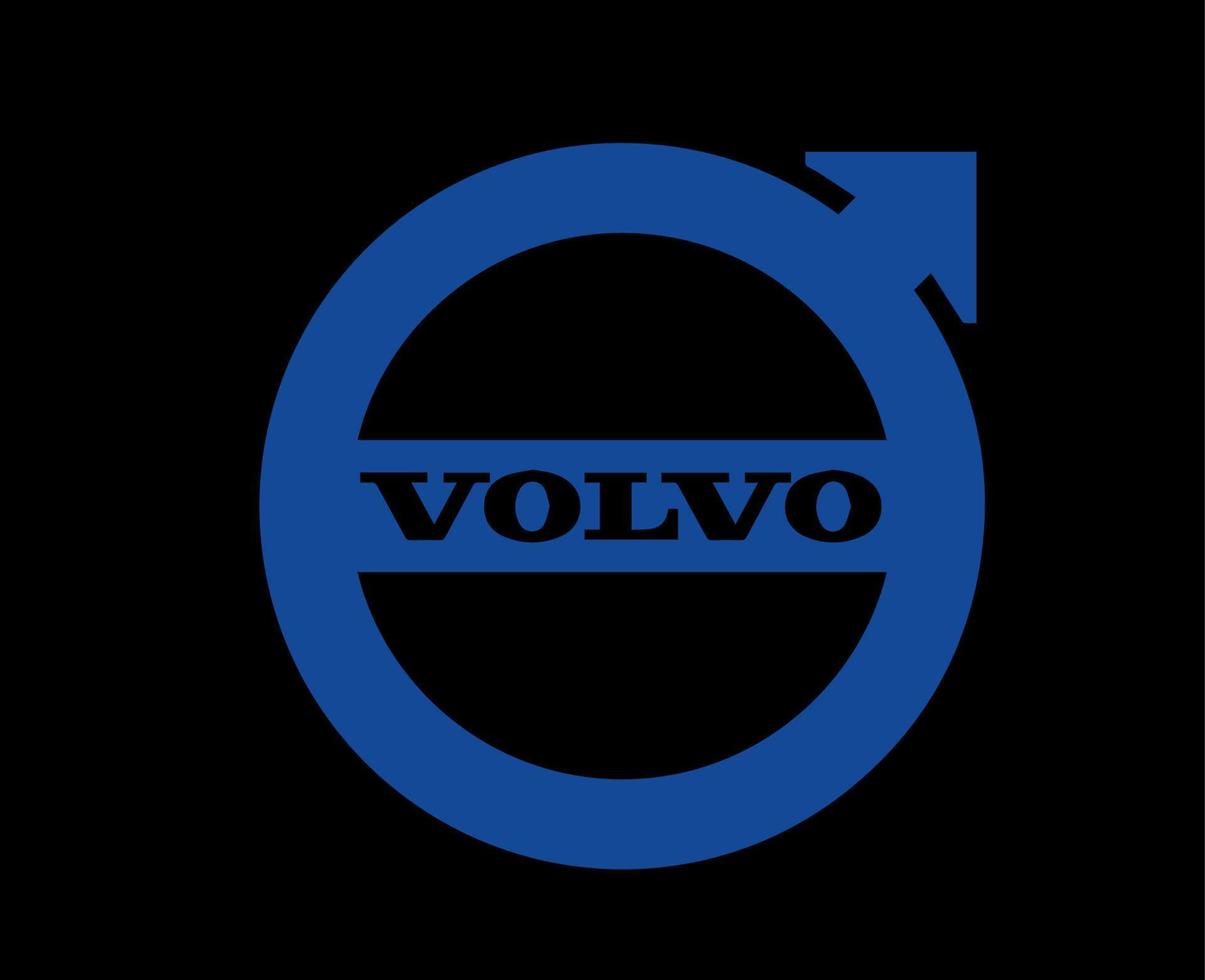 volvo Logo Marke Auto Symbol mit Name Blau Design Schwedisch Automobil Vektor Illustration mit schwarz Hintergrund