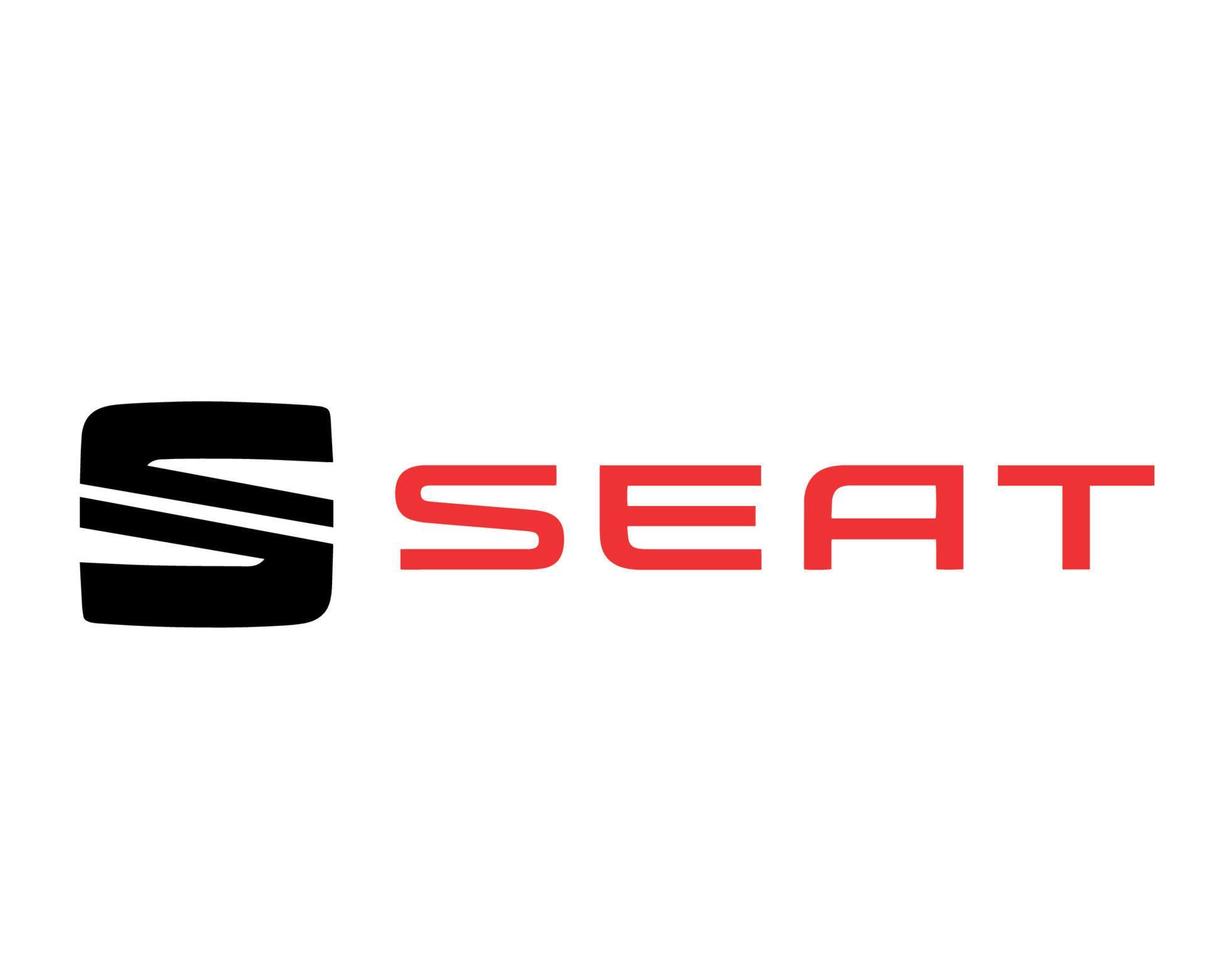sittplats varumärke logotyp bil symbol svart med namn röd design spanska bil vektor illustration