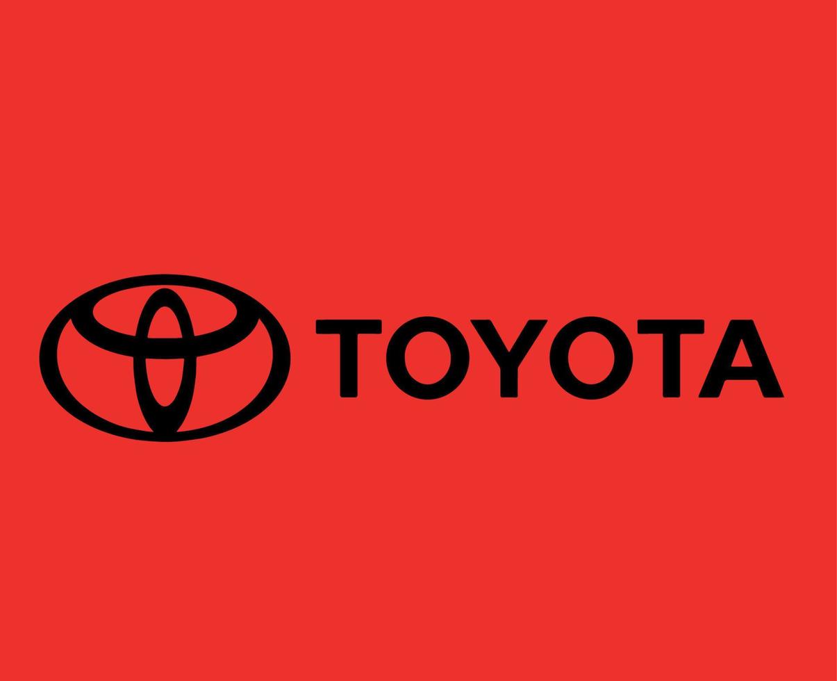 Toyota Logo Marke Auto Symbol mit Name schwarz Design Japan Automobil Vektor Illustration mit rot Hintergrund