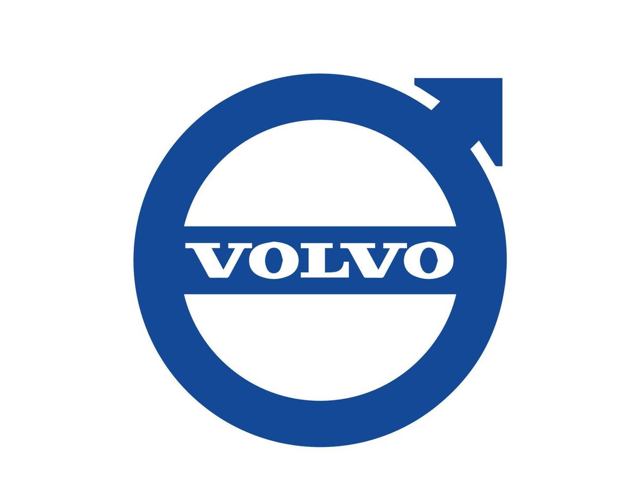 volvo logotyp varumärke bil symbol med namn blå design svenska bil vektor illustration