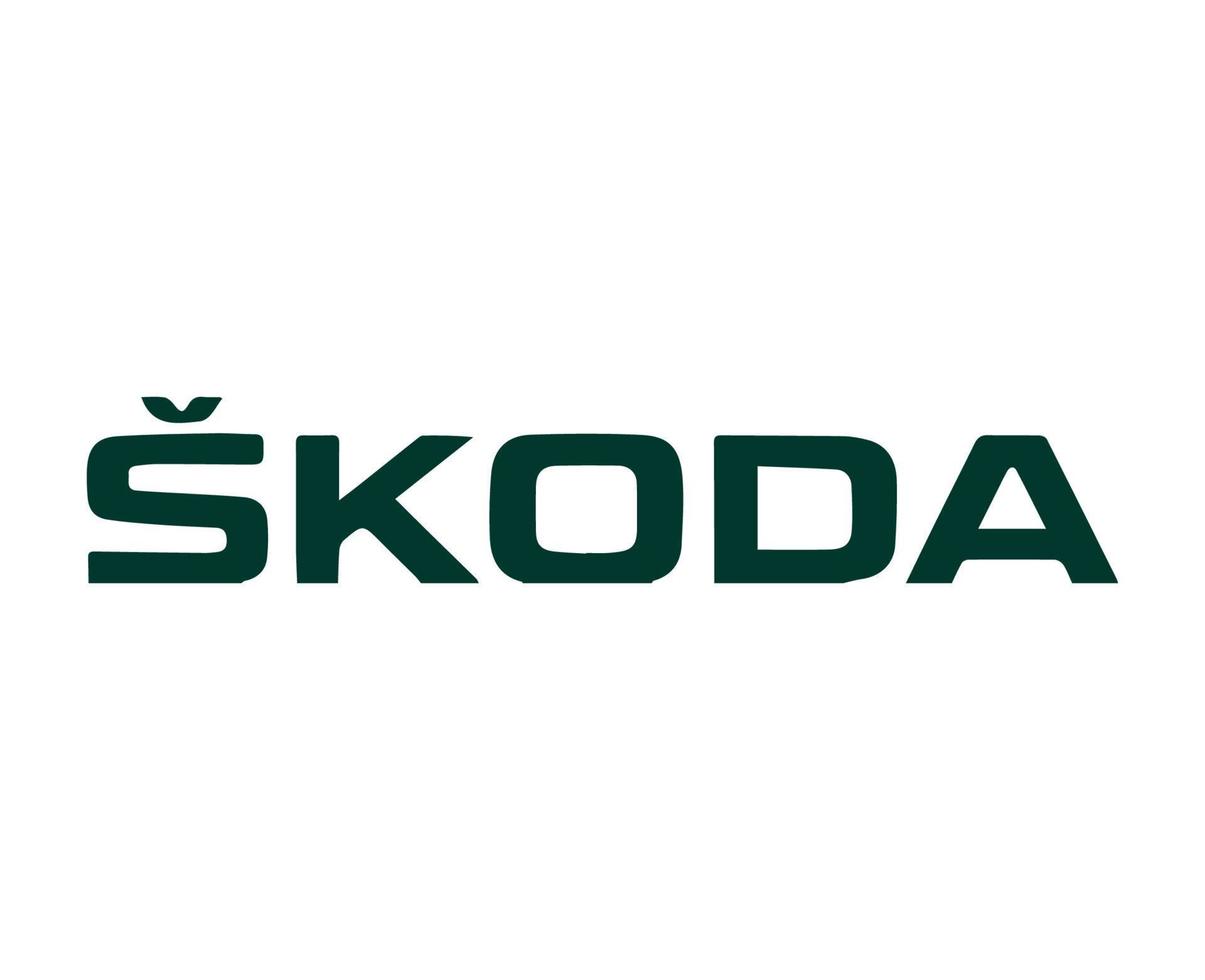 skoda logotyp varumärke bil symbol namn grön design tjeck bil vektor illustration