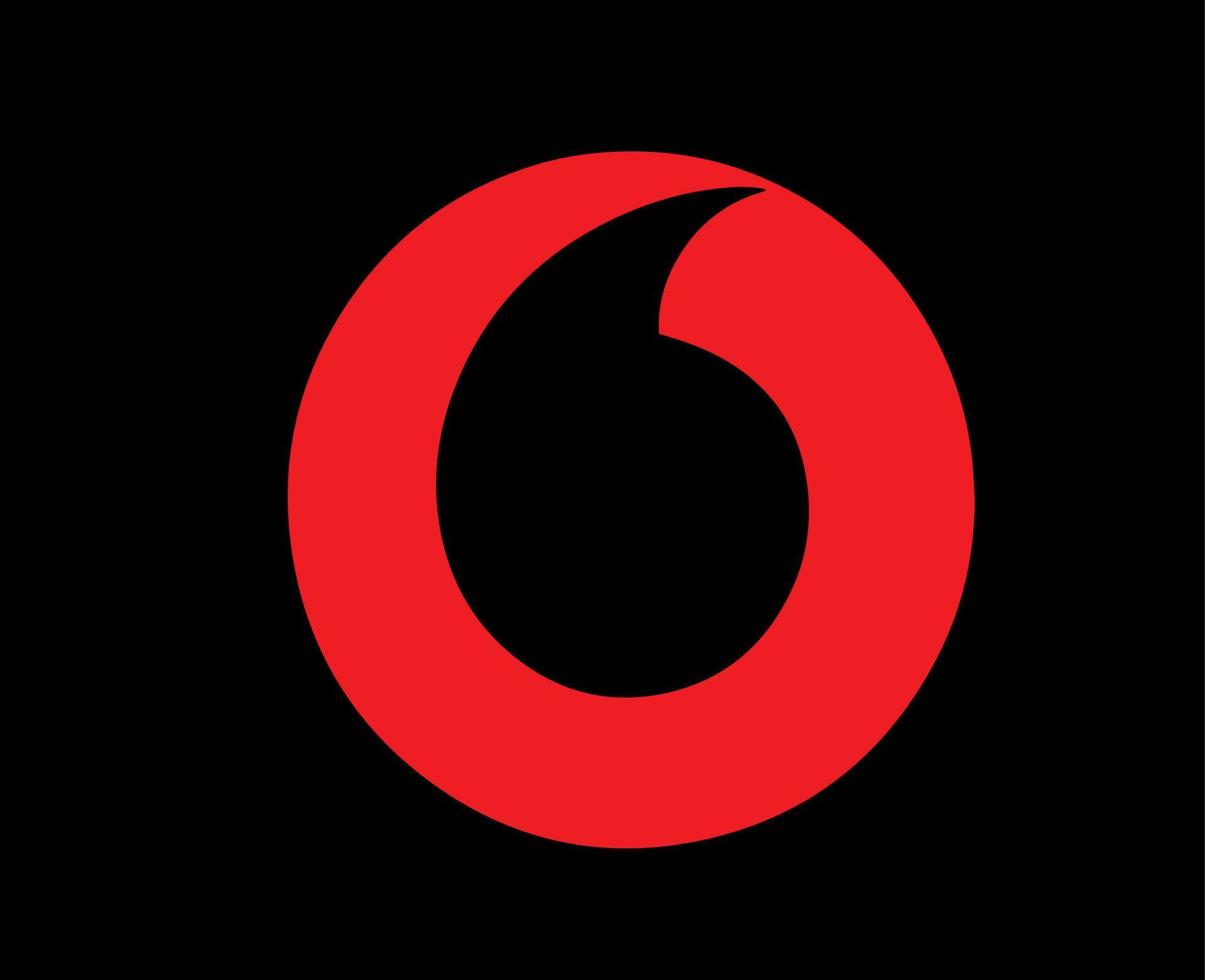 Vodafone Marke Logo Telefon Symbol rot Design England Handy, Mobiltelefon Vektor Illustration mit schwarz Hintergrund