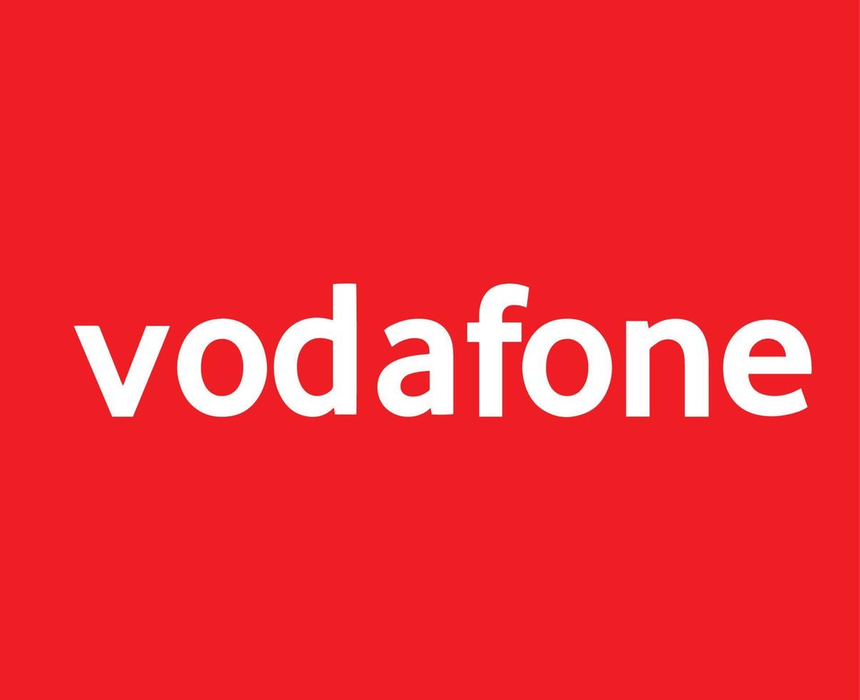 vodafone varumärke logotyp telefon symbol namn vit design England mobil vektor illustration med röd bakgrund