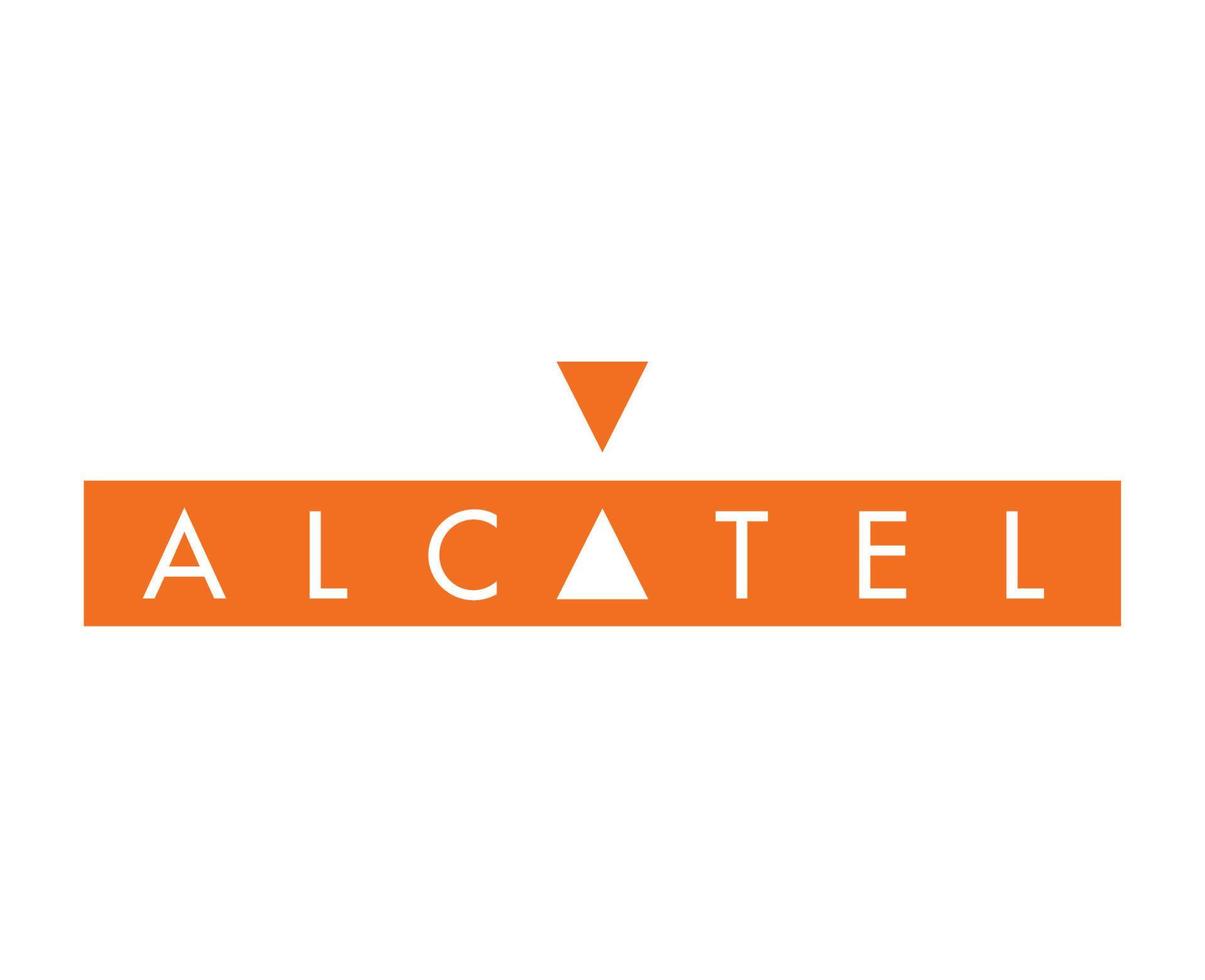 alcatel varumärke logotyp telefon symbol orange design mobil vektor illustration