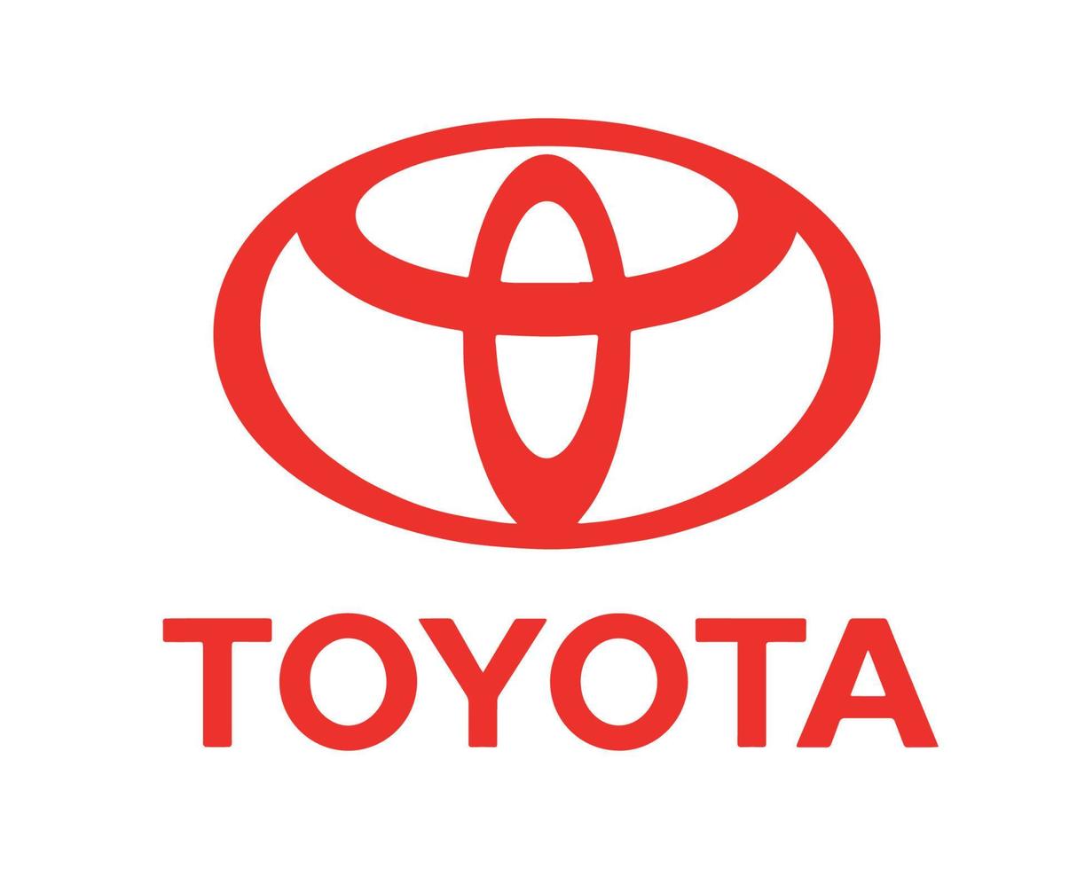 Toyota varumärke logotyp bil symbol med namn röd design japan bil vektor illustration