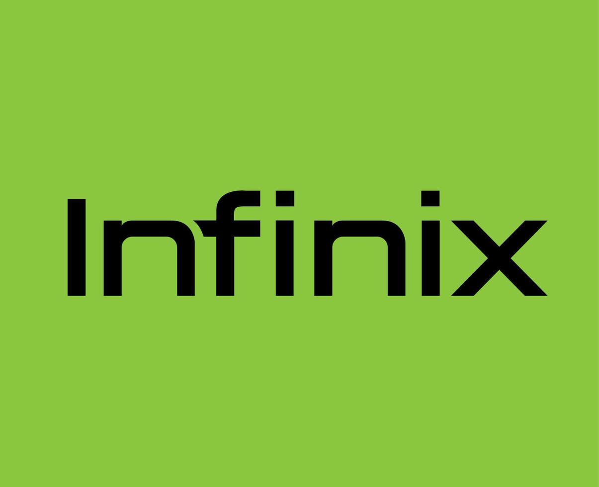 infinix varumärke logotyp telefon symbol namn svart design Kina mobil vektor illustration med grön bakgrund