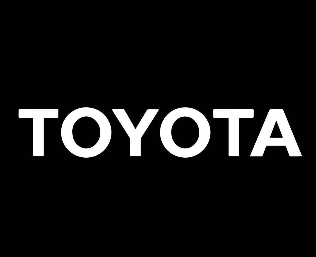 Toyota varumärke logotyp bil symbol namn vit design japan bil vektor illustration med svart bakgrund