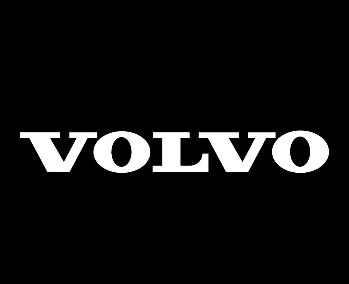 volvo Logo Marke Auto Symbol Name Weiß Design Schwedisch Automobil Vektor Illustration mit schwarz Hintergrund