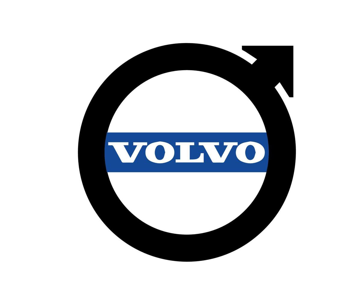volvo Logo Marke Auto Symbol mit Name schwarz und Blau Design Schwedisch Automobil Vektor Illustration