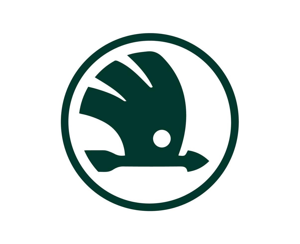 skoda varumärke logotyp symbol grön design tjeck bil bil vektor illustration