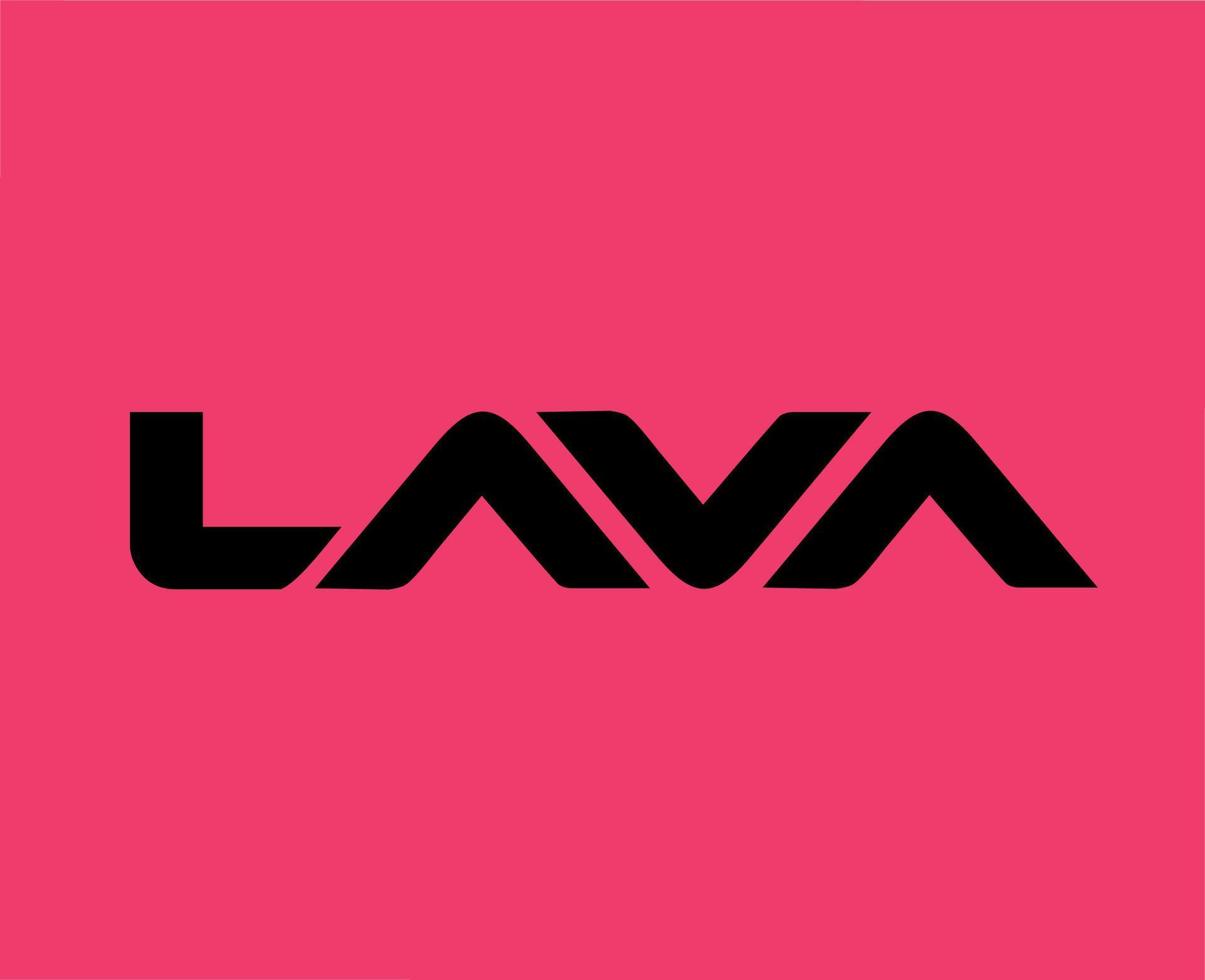 Lava Logo Marke Telefon Symbol schwarz Design Indien Handy, Mobiltelefon Vektor Illustration mit Rosa Hintergrund