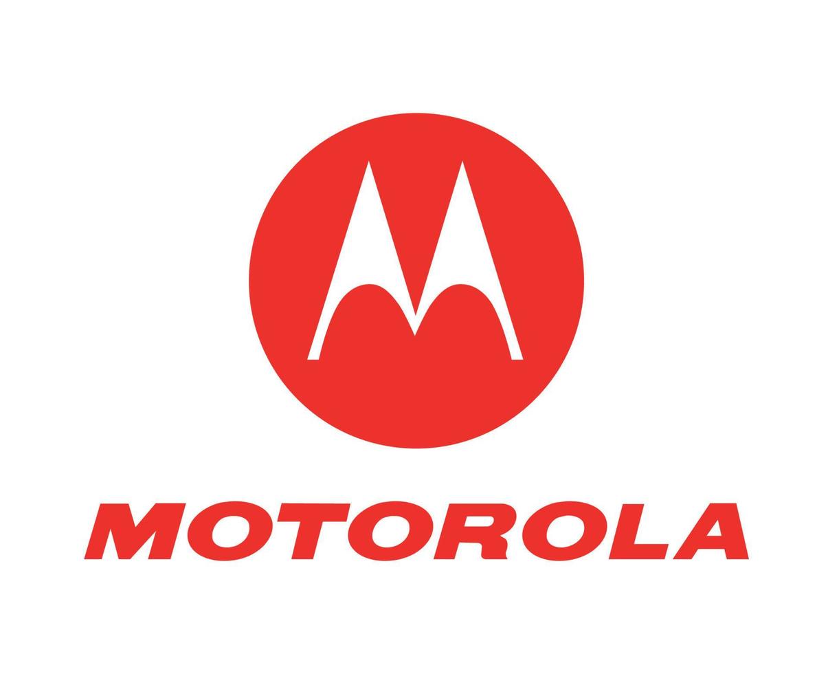 motorola varumärke logotyp telefon symbol med namn röd design USA mobil vektor illustration