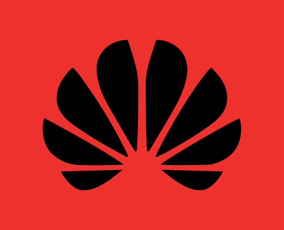 huawei varumärke logotyp telefon symbol svart design Kina mobil vektor illustration med röd bakgrund
