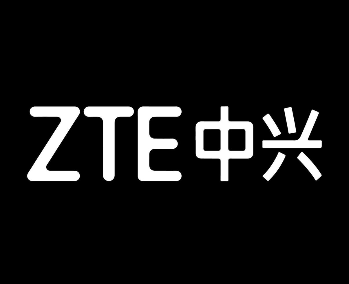 zte logotyp varumärke telefon symbol vit design hong kong mobil vektor illustration med svart bakgrund