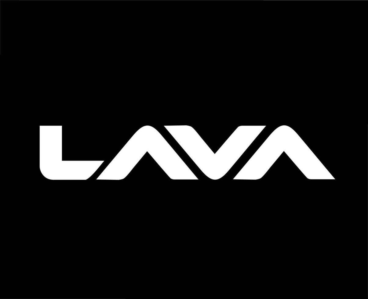 lava logotyp varumärke telefon symbol vit design Indien mobil vektor illustration med svart bakgrund