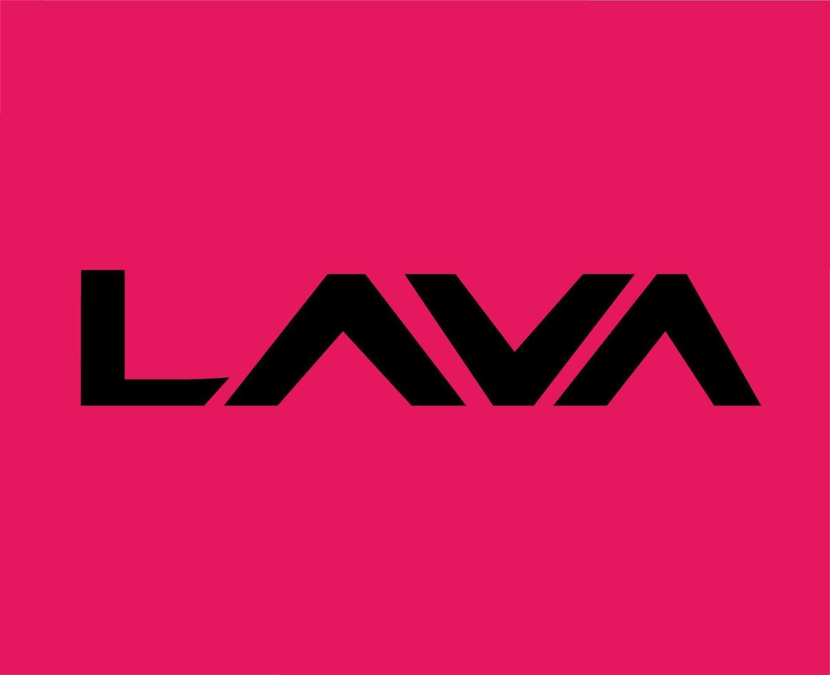 Lava Marke Logo Telefon Symbol Name schwarz Design Indien Handy, Mobiltelefon Vektor Illustration mit Rosa Hintergrund