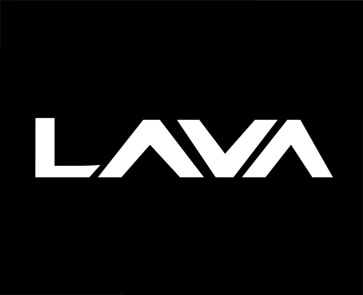 Lava Marke Logo Telefon Symbol Name Weiß Design Indien Handy, Mobiltelefon Vektor Illustration mit schwarz Hintergrund