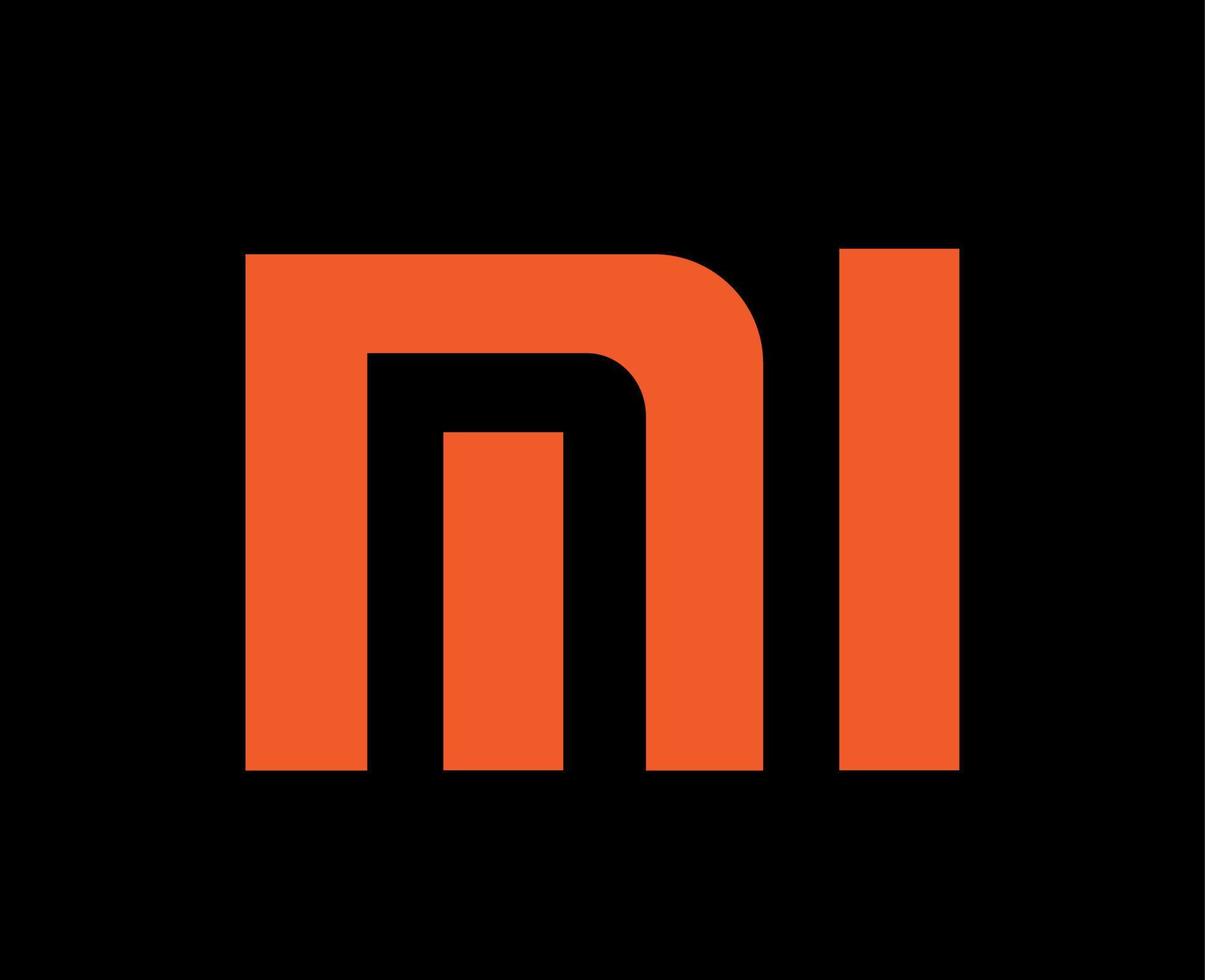 xiaomi varumärke logotyp telefon symbol orange design kinesisk mobil vektor illustration med svart bakgrund