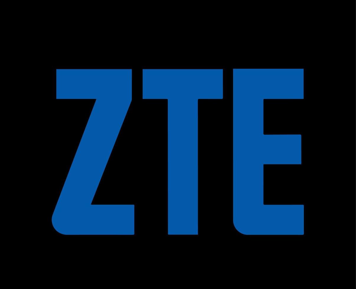 zte varumärke logotyp telefon symbol namn blå design hong kong mobil vektor illustration med svart bakgrund