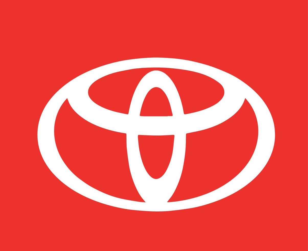 Toyota Marke Logo Auto Symbol Weiß Design Japan Automobil Vektor Illustration mit rot Hintergrund