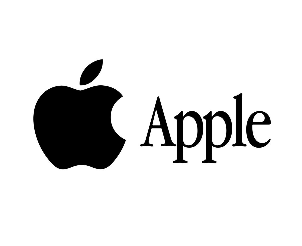 Apfel Marke Logo Telefon Symbol mit Name schwarz Design Handy, Mobiltelefon Vektor Illustration