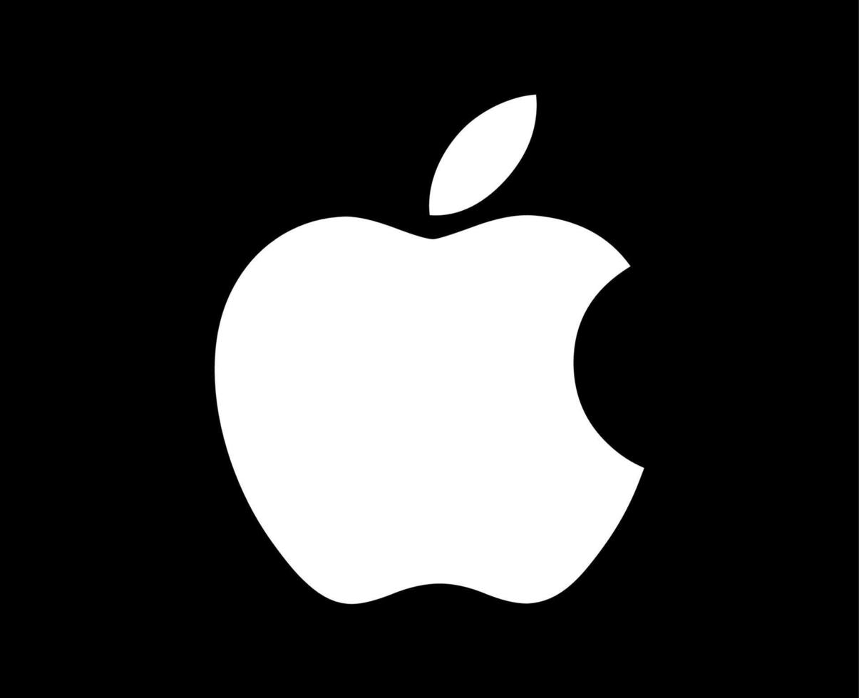 äpple varumärke logotyp telefon symbol vit design mobil vektor illustration med svart bakgrund
