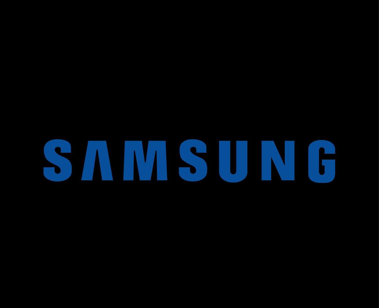 Samsung Marke Logo Telefon Symbol Name Blau Design Süd Koreanisch Handy, Mobiltelefon Vektor Illustration mit schwarz Hintergrund