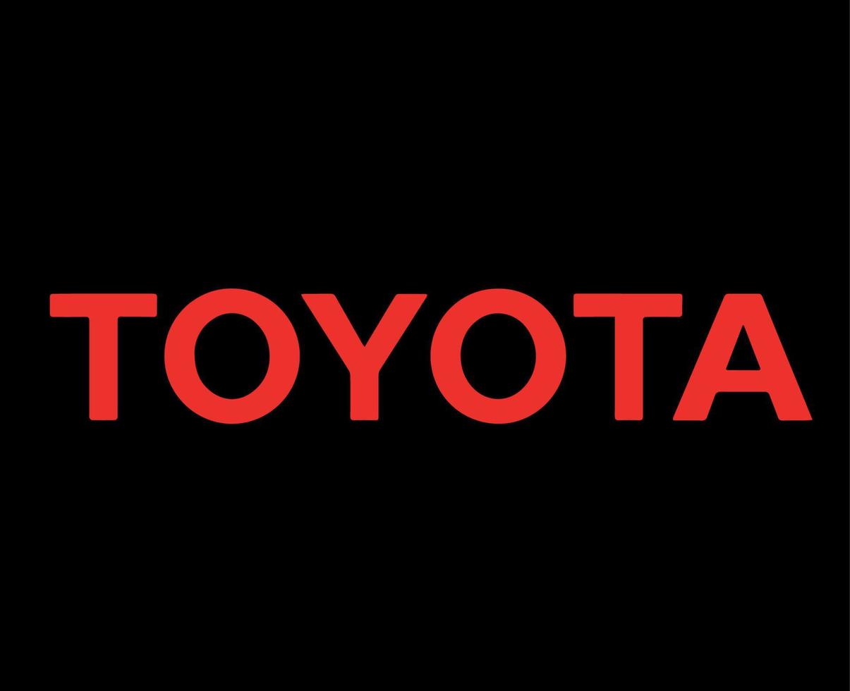 Toyota Marke Logo Auto Symbol Name rot Design Japan Automobil Vektor Illustration mit schwarz Hintergrund