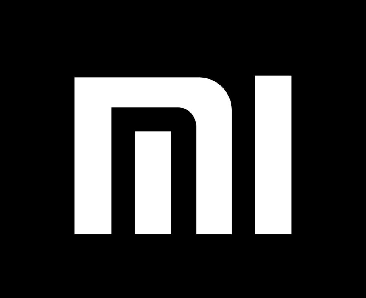 xiaomi varumärke logotyp telefon symbol vit design kinesisk mobil vektor illustration med svart bakgrund