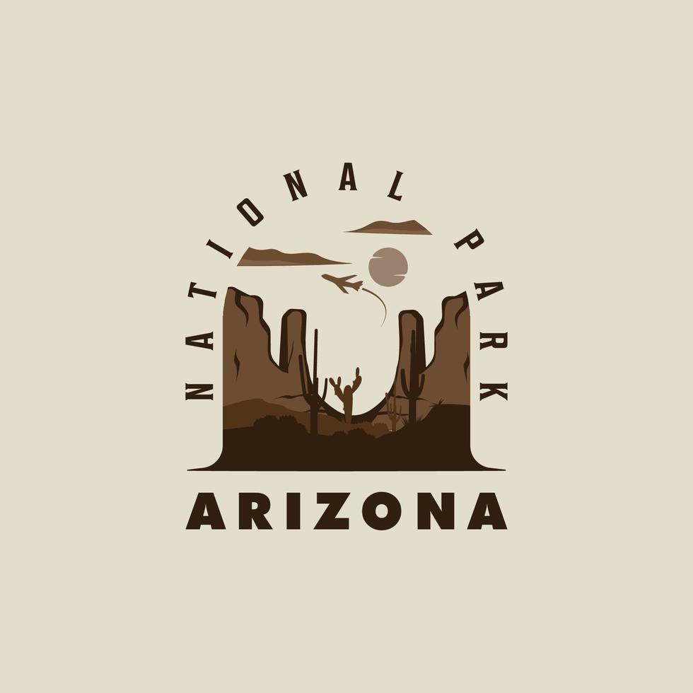 arizona logotyp årgång vektor illustration mall ikon grafisk design. tecken eller symbol nationell parkera av Amerika för resa företag med retro typografi stil