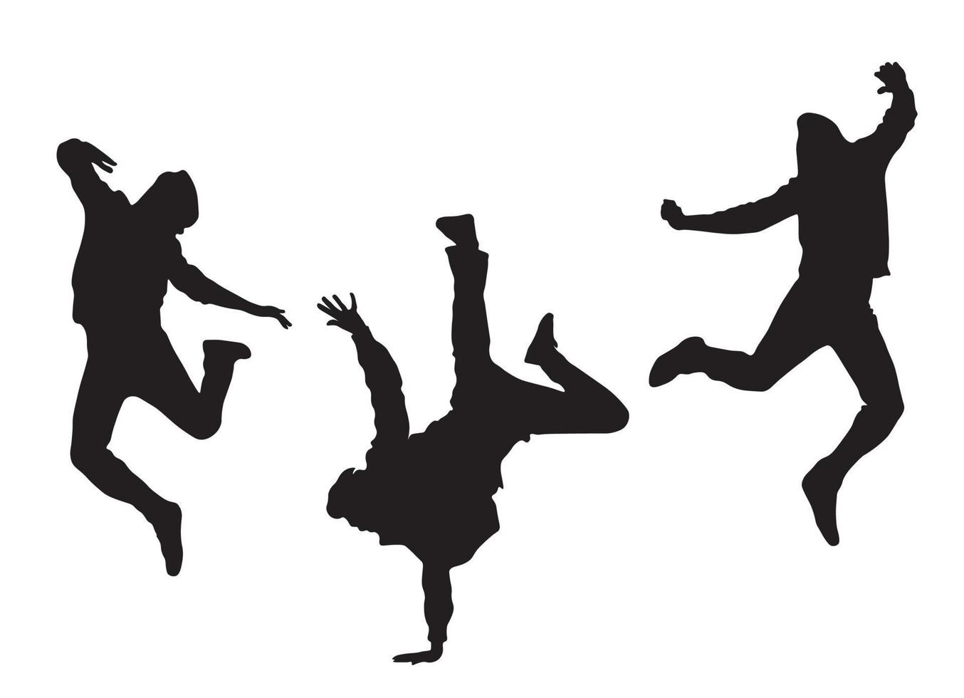 vektor grafisk i de form av en silhuett av tre män i dansa
